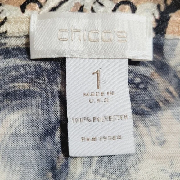 Chico's (1) Womans Tunic Top Jeweled/Beaded Brown Paisley Made In USA Size Small - Picture 12 of 13